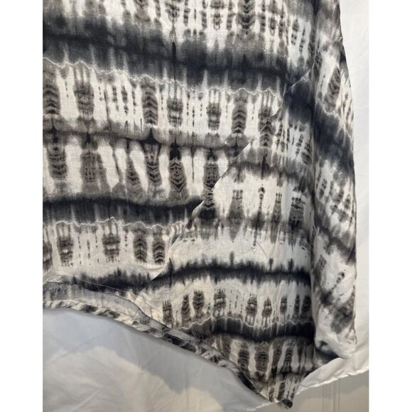 BRYN WALKER NOA Cream Black Tie Dye Linen Cowl Neck Asymmetrical Hem Tunic XS - Picture 4 of 10